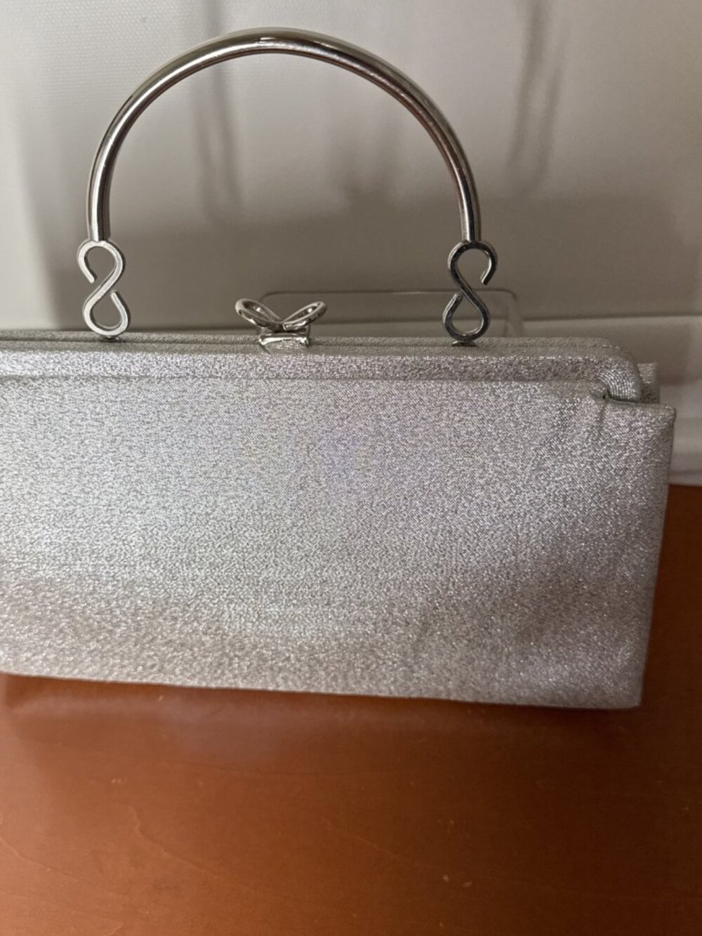 Vintage Harry Lavine USA Made Clutch Metallic Silver Evening Bag Purse